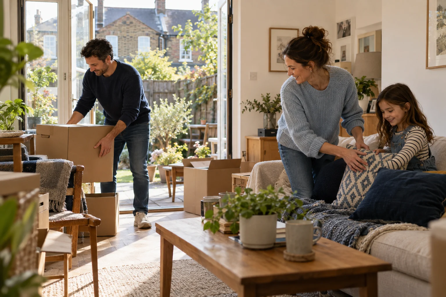 Family settling into a new home